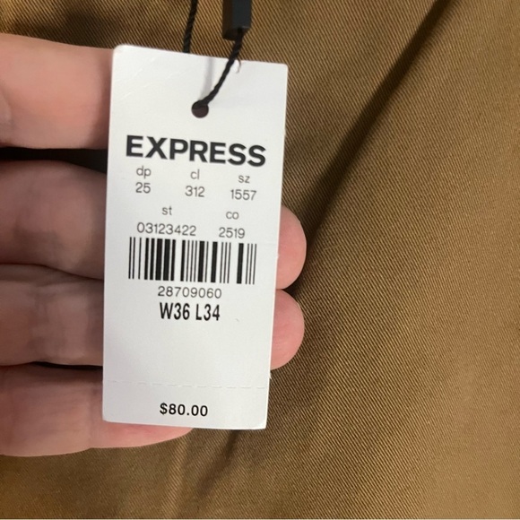 EXPRESS Tan Hyper Stretch Temperature Control Straight Leg Chino’s Sz 36/34 - Picture 9 of 9